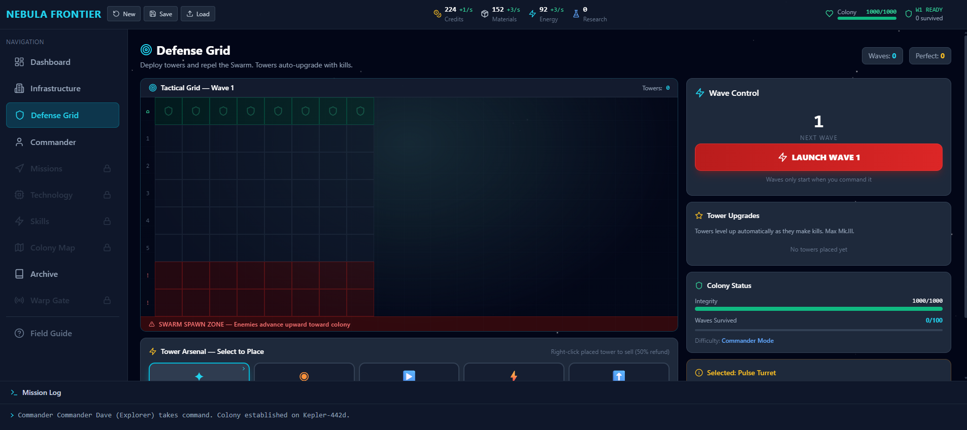 Nebula Frontier — Defense Grid