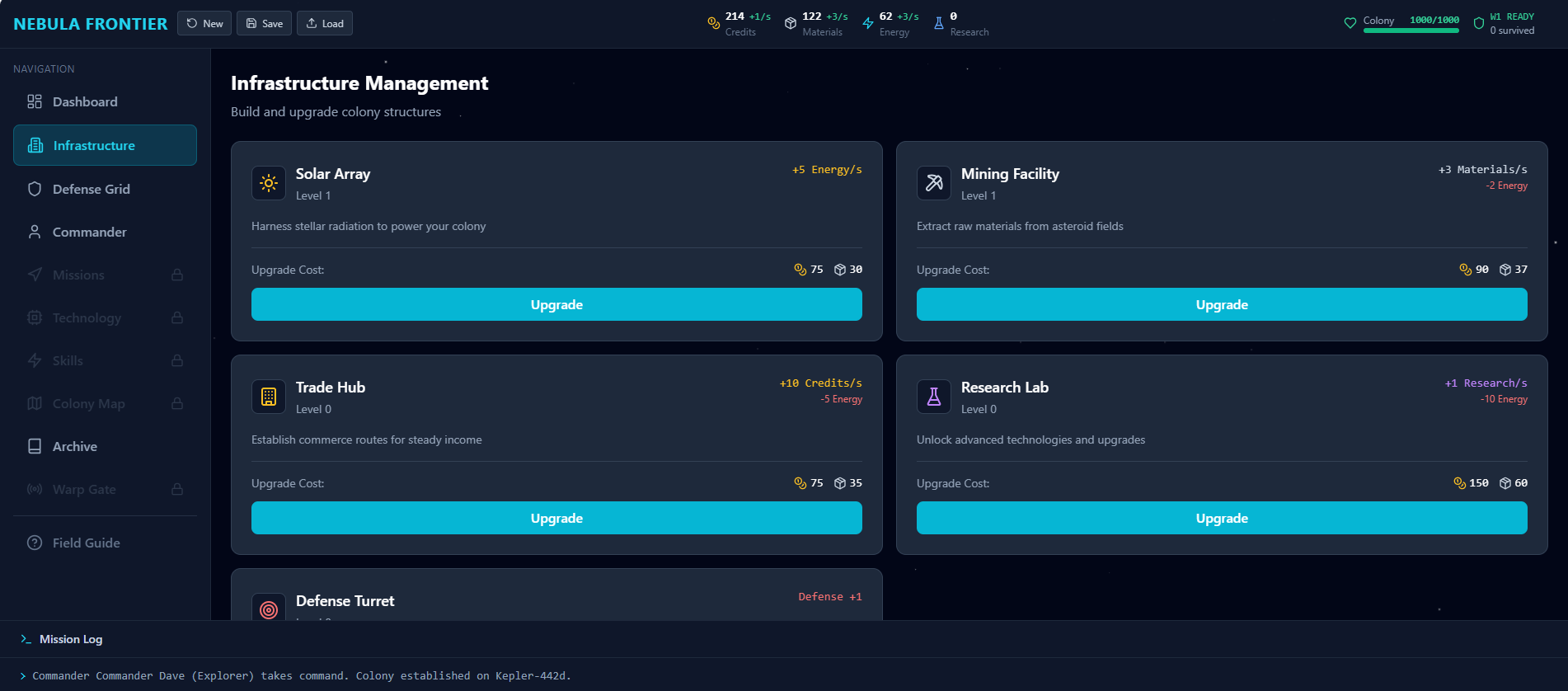 Nebula Frontier — Infrastructure