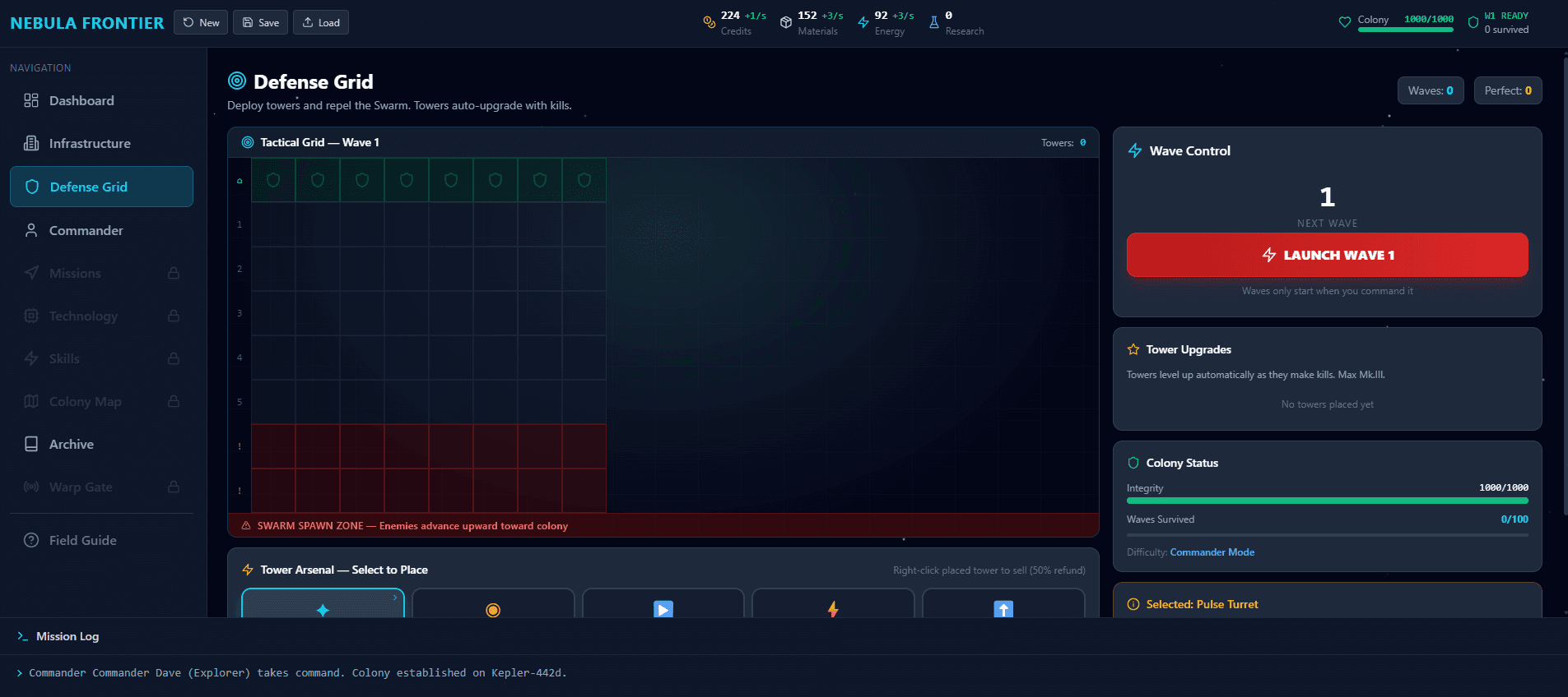 Nebula Frontier — Defense Grid
