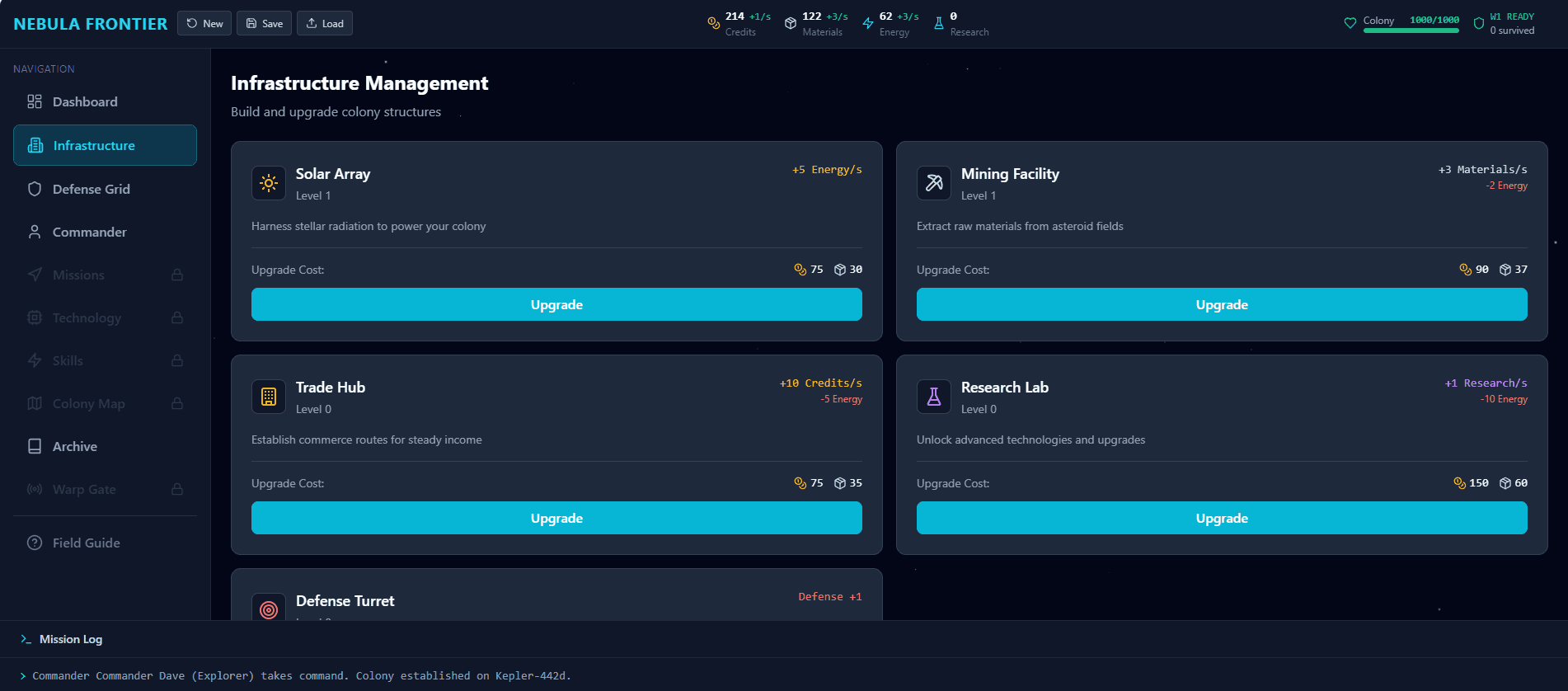 Nebula Frontier — Infrastructure