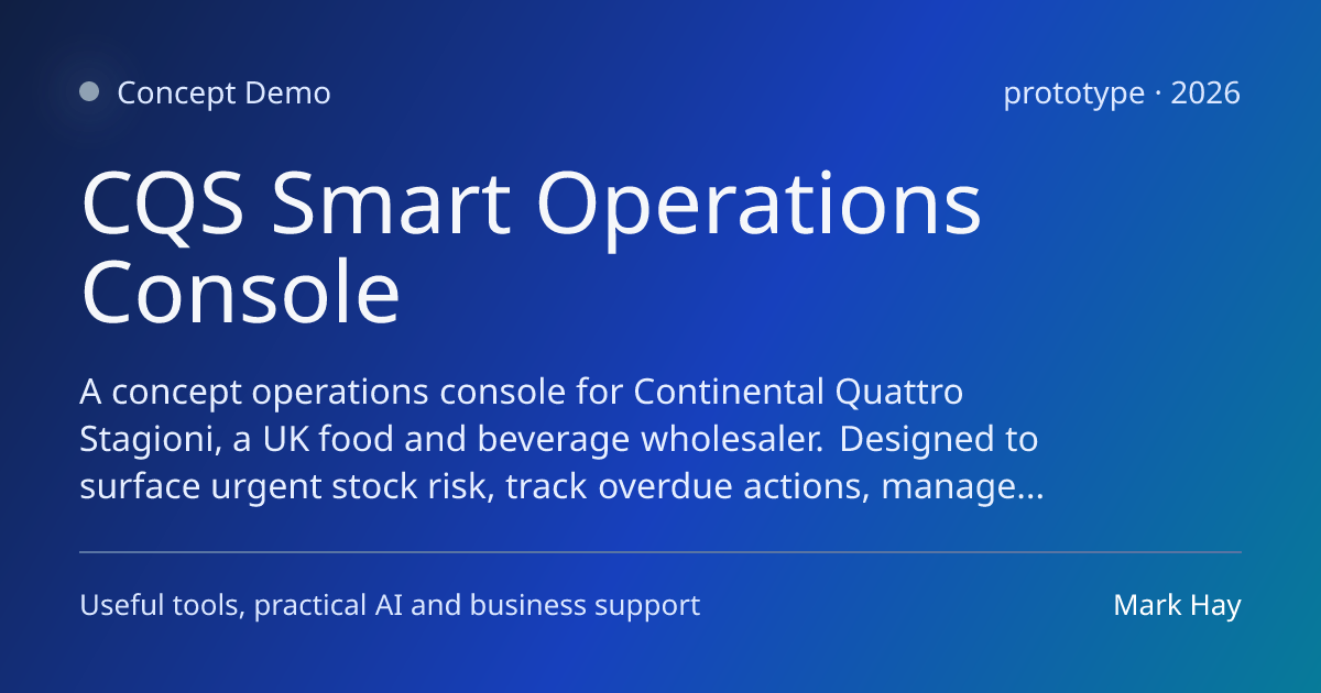 CQS Smart Operations Console | Mark Hay